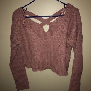 Pink knitted crop top